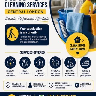 Ray cleaning service, self-employed cleaner in Woolwich